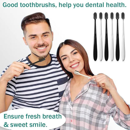 GoldDawn Extra Soft Toothbrush for Sensitive Teeth and Gums， Micro Fur Manual Toothbrush with 20000 Ultra Soft Bristle, Excellent Cleaning Effect， Perfect for Adults & Kids (6 Pack Gray Bristles)