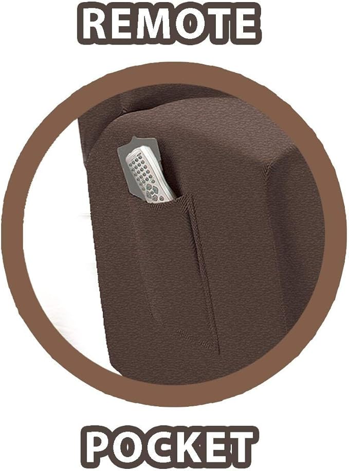 Golden linens One Piece Stretch Recliner Chair Furniture Slipcovers with Remote Pocket Fit Most Recliner Chairs (Chocolate)