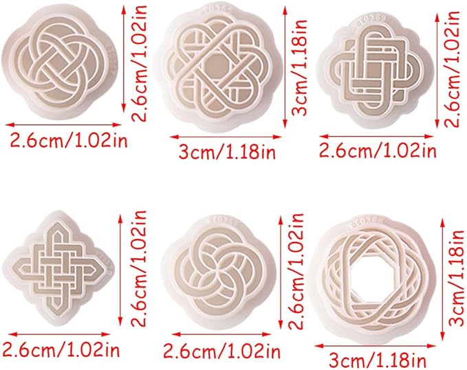 6 Pcs Chinese Style Polymer Clay Cutters,Retro Boho Flower Texture Polymer Clay Earrings Polymer Clay Molds Vintage Geometry Line Clay Earring Cutters for DIY Craft Jewelry Clay Earring Making Kit