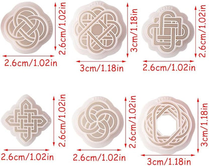 6 Pcs Chinese Style Polymer Clay Cutters,Retro Boho Flower Texture Polymer Clay Earrings Polymer Clay Molds Vintage Geometry Line Clay Earring Cutters for DIY Craft Jewelry Clay Earring Making Kit