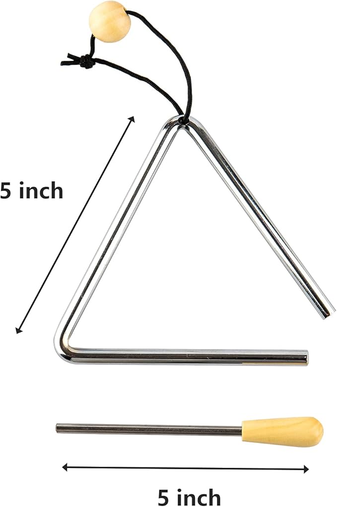 Musfunny Triangle Hand Percussion with Striker, Rhythm Steel Triangles Music Instrument (5 inch)
