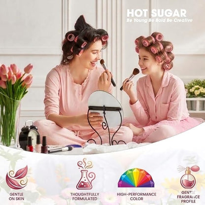 Hot Sugar Makeup Kit for Teenager Girls - Full Starter Cosmetics Set with Eye Shadow Lip Balm Blush Lip Gloss Brush Lip Pencil Eye Pencil and Mirror (Pink Love)