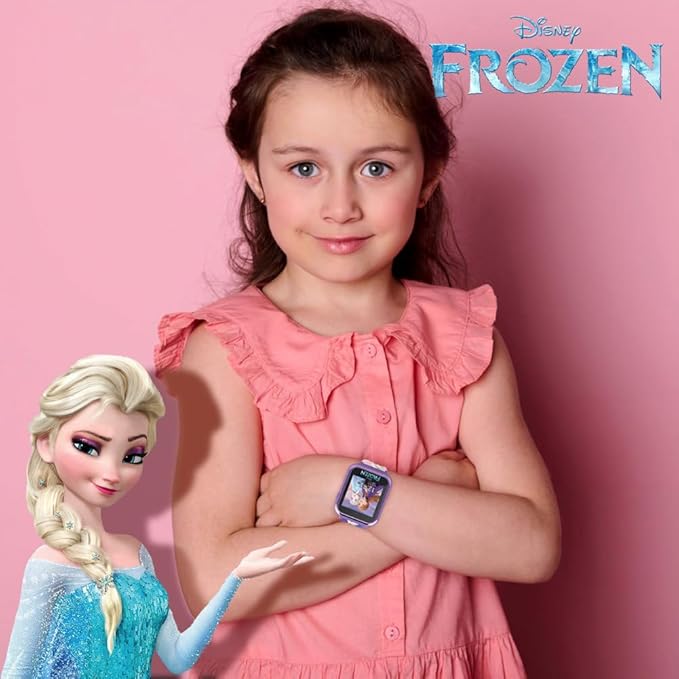 Accutime Kids Disney Frozen Anna Elsa Purple Educational Touchscreen Smart Watch Toy for Girls, Boys, Toddlers - Selfie Cam, Learning Games, Alarm, Calculator, Pedometer & More (Model: FZN4672AZ)