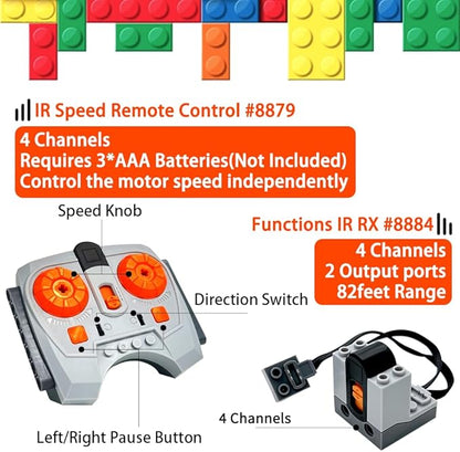 10-in-1 Motor Kit Compatible with Lego Technic, Motor Set with Powerful Motors, Advanced Control Functionality, Ultimate Compatibility, with Building Block Tool Kit
