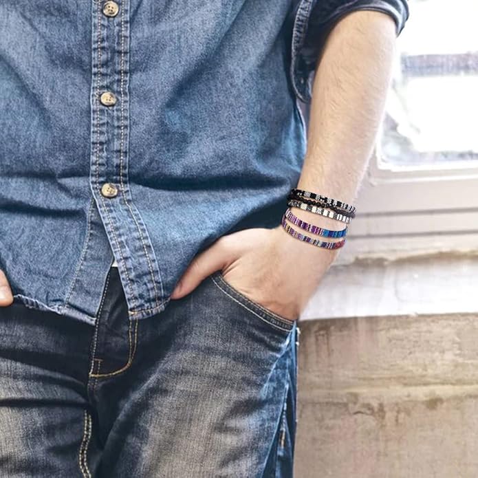Beach Bracelet Set for Men and Women, Surfer Men Bracelet, Braided Boho Summer Bracelets Adjustable Men's Bracelet Handmade Women Bracelet String Rope Ankle Bracelets Birthday Gift