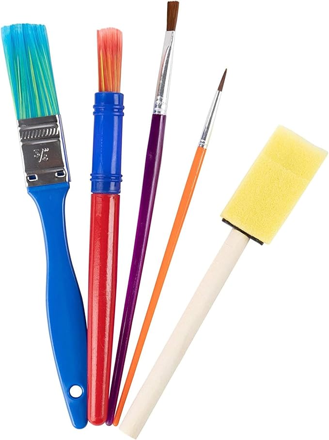36 Piece Kids Painting Kit for Arts and Crafts with Foam Paint Brushes, Rollers and Stamps
