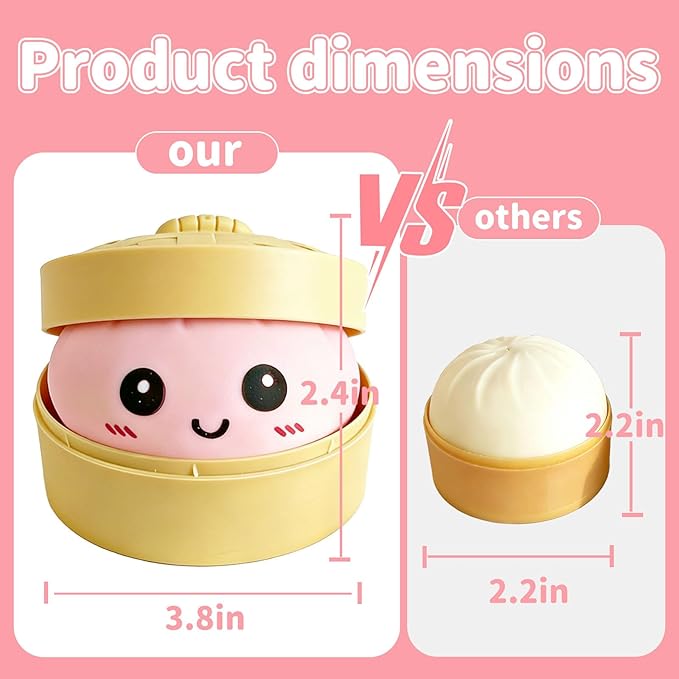 Dumpling Squishy Mystery Box, Super Soft Slow Rising TPR Tear-Resistant Smiley Face Dumpling Toy, Fidget Sensory Toys for Easter Basket Stuffers, Parties, Classroom Prizes Adults Kids（Pink）