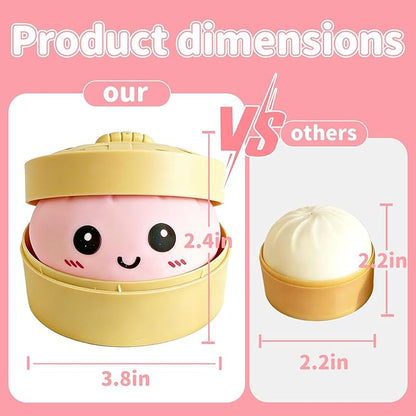 Dumpling Squishy Mystery Box, Super Soft Slow Rising TPR Tear-Resistant Smiley Face Dumpling Toy, Fidget Sensory Toys for Easter Basket Stuffers, Parties, Classroom Prizes Adults Kids（Pink）