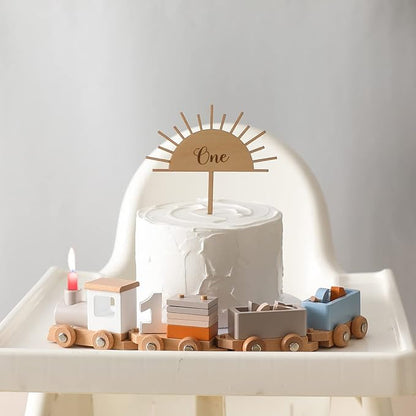 Wooden Train Set for Toddler Toys 14pcs Montessori Train Toy Set for Baby 3-5 Years Wooden Train Cars with 1 2 3 4 5 Numbers & Blocks Birthday Gift for Boys Girls