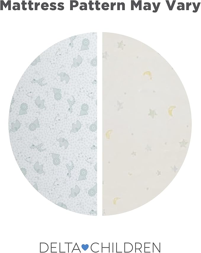Delta Children Twinkle Stars Limited Premium Recycled Fiber Core Crib and Toddler Mattress - Waterproof Cover - GREENGUARD Gold Certified - Trusted 7 Year Warranty - Made in USA