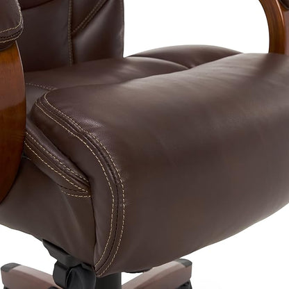 La-Z-Boy Delano Big & Tall Executive Office Chair, High Back Ergonomic Lumbar Support, Bonded Leather, Brown