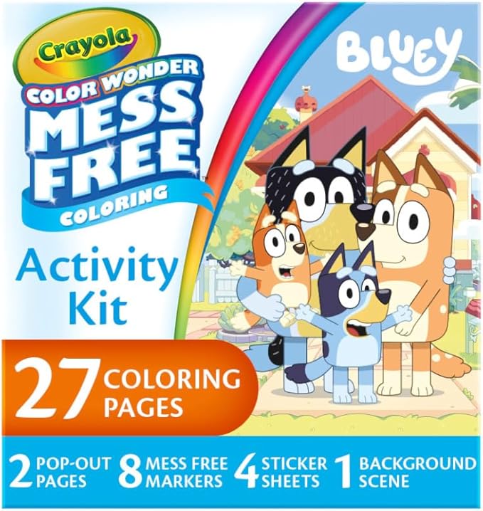 Crayola Color Wonder Bluey Activity Kit, Mess Free Coloring for Toddlers, Gifts for Kids, Art Set for Kids, Plane Essential, Bluey Toys, 3+
