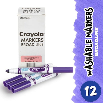Crayola Washable Markers - Violet Purple (12ct), Kids Broad Line Markers, Bulk Markers for Classrooms & Teachers