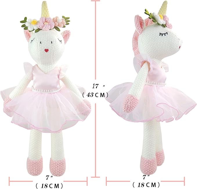 Unicorn Stuffed Animals Plush Ballerina Baby Doll, Unicorn Toys for Girls Age 4-6, Stuffed Animals for Girls 4 Year Old Girl Birthday Gifts Unicorn Decorations for Girls Toys 4-5(Pink)