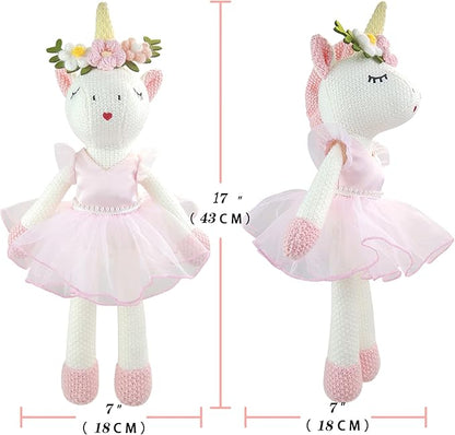 Unicorn Stuffed Animals Plush Ballerina Baby Doll, Unicorn Toys for Girls Age 4-6, Stuffed Animals for Girls 4 Year Old Girl Birthday Gifts Unicorn Decorations for Girls Toys 4-5(Pink)