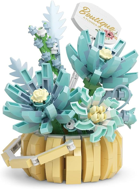 Flowers Succulents 3.6In Building Toy Set, 562 Pcs Botanical Collection for Office Home Decoration Flower Plant Building Blocks Toy, As a Adults, Kids, Girls Idea Gifts