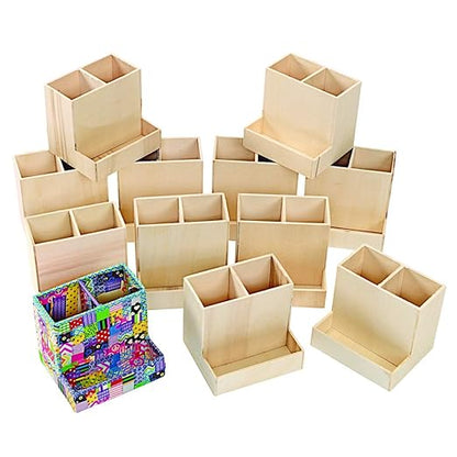 Colorations® Decorate Your Own Wooden Desktop Organizer, Set of 12, Craft for Kids, Pre-Assembled Organzier, Create Unique & Personal Designs, Fun Kids Craft Project, Craft Project for Boys & Girls