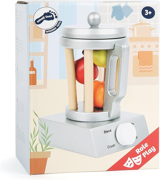 Small Foot Wooden Toys Wooden Blender Set Includes Fruit for Play Kitchens Designed for Children Ages 3+, Multi (10596)