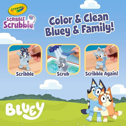 Crayola Scribble Scrubbies Bluey Poolside Playset (4ct), Washable Bluey Toy Set for Kids, Essential Easter Basket Stuffers for Toddlers, Gifts for Girls & Boys, Ages 3+