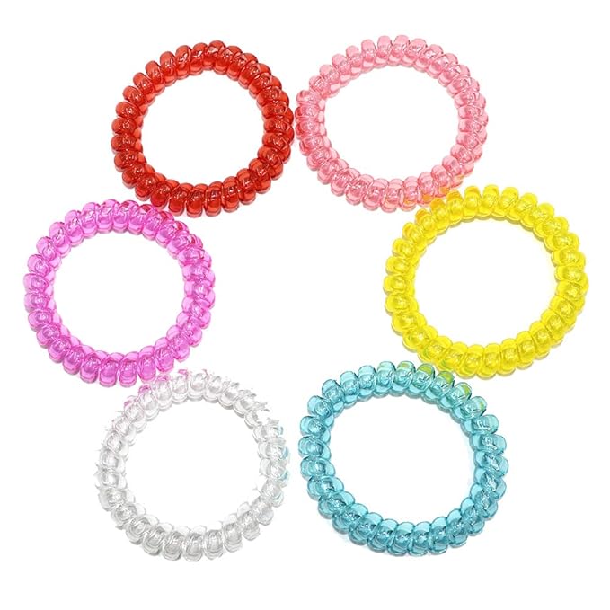 Sensory Stretchy Kids Coil Bracelets, 6 Pack Funny Speech and Communication Aid Bracelet Fidget Toys for Boys Girls with Autism ADHD Anxiety or Special Needs - Assorted Colors (Rainbow B)