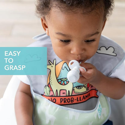 Bumkins Baby Utensils Set, Chewtensils Silicone Spoons for Dipping, Self-Feeding, Baby Led Weaning, Trainer Learning, First Stage Eating, Soft Practice Fork and Spoon, Babies 6 Months, Marble