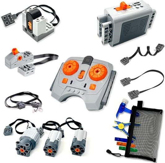 10-in-1 Motor Kit Compatible with Lego Technic, Motor Set with Powerful Motors, Advanced Control Functionality, Ultimate Compatibility, with Building Block Tool Kit
