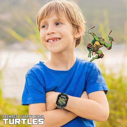 Accutime Teenage Mutant Ninja Turtles Kids Smart Watch with Touchscreen, 10 Customizable Faces, Camera, Step Counter, Calculator, Timer, and Alarm – Fun Interactive Learning for Boys and Girls