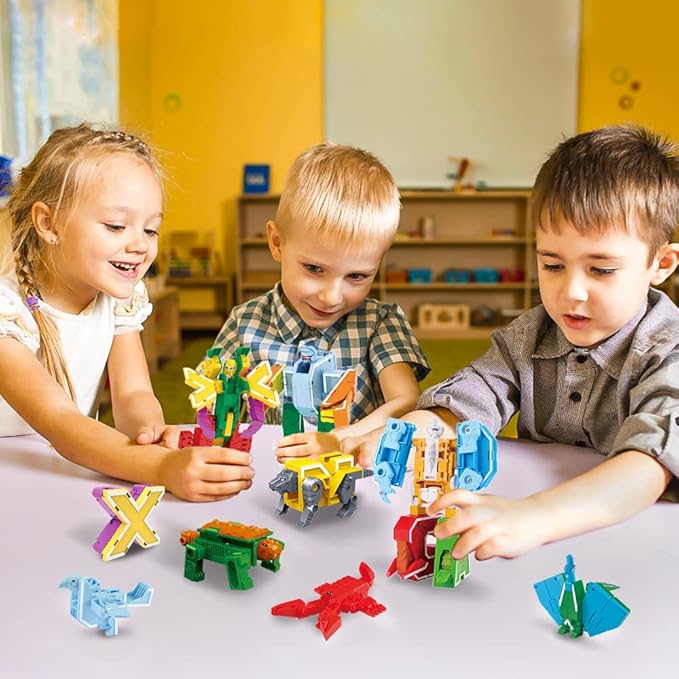 Alphabet Animal Toys for Kids, STEM ABC Learning Alphabots Transforming Toys Classroom Teaching Alpha Bots Toy for Kids 4-6 Toddlers - 26 Pieces