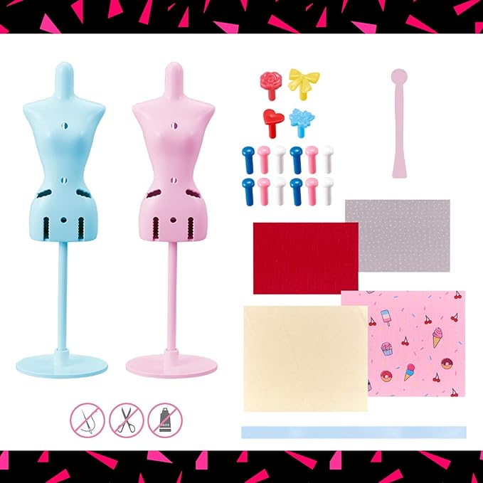 BANDAI 40433 Harumika Fashion Design for Kids-Craft Your Own Catwalk Looks with This Creative Kit-Double Torso Set-'Yummy All Over' Style Includes Reusable Mannequin, Fabric and Accessories