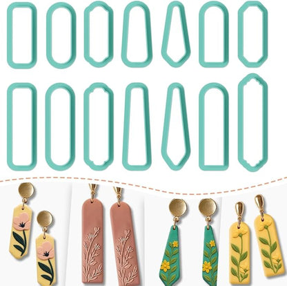 14pcs Rectangle Clay Cutters, Polymer Clay Cutting Tools for Earrings Making, Clay Jewelry Making Kit for Handicraft Enthusiasts