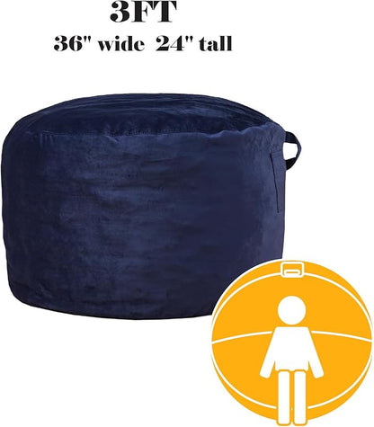Codi Bean Bag Chair with Filler Included, 3ft - Comfy Beanbag Chairs, Premium Foam Added - Machine Washable and Soft Mink Bonded Cover - Blue, 3 FT