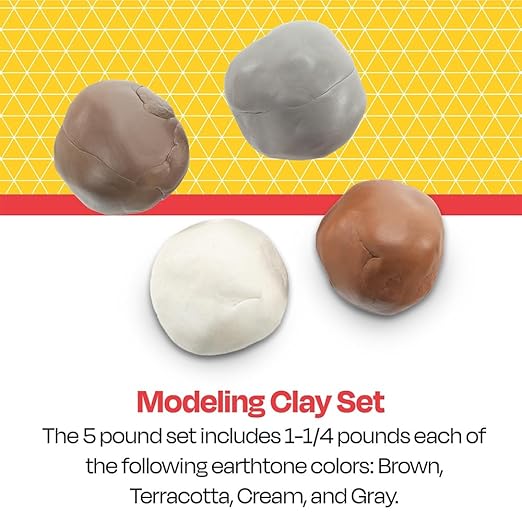 School Smart Modeling Clay for School and Home Use, Permanently Soft Design, 5 Pounds, Assorted Earthtone Colors