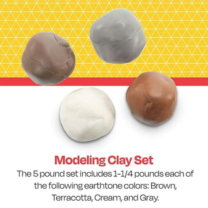 School Smart Modeling Clay for School and Home Use, Permanently Soft Design, 5 Pounds, Assorted Earthtone Colors
