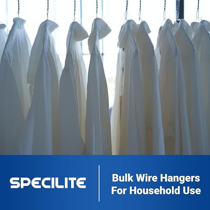 Wire Metal Clothes Hangers Bulk 50 Pack for Standard Size Suits, Coats, Shirts, Pants, Skirts, Space Saving, Non Slip,16 Inch 12 Gauge Ultra Thin, White