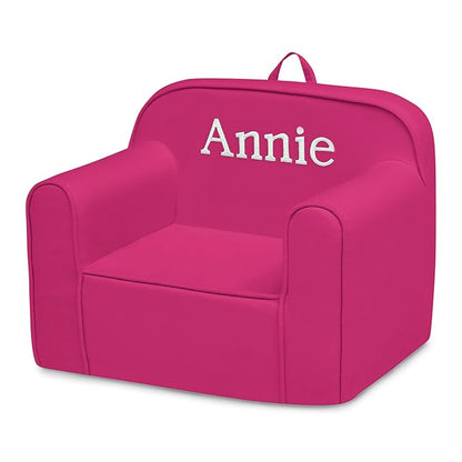 Delta Children Personalized Cozee Chair - Customize with Name – Foam Kids Chair for Ages 18 Months and Up, Hot Pink