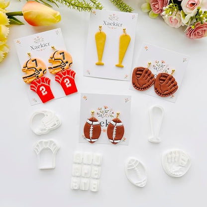Xaekicr Sports Theme Polymer Clay Cutters Set – Multiple Shapes Clay Cutters for Polymer Molds, Clay Earring and Tools