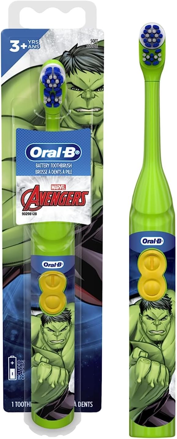 Oral-B Kid's Battery Toothbrush Featuring Marvel's Avengers, Soft Bristles, for Kids 3+ (Character May Vary) (Pack of 2)