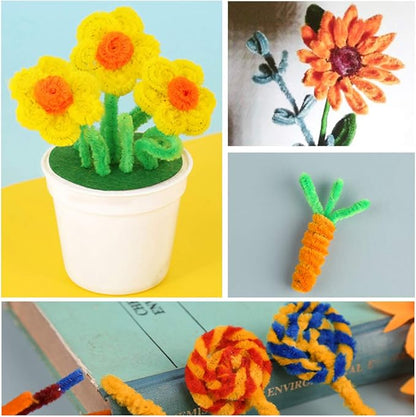 100 Pieces Pipe Cleaners Chenille Stem, Orange Pipe Cleaners Set for DIY Arts Crafts Decorations, Chenille Stems (Orange)