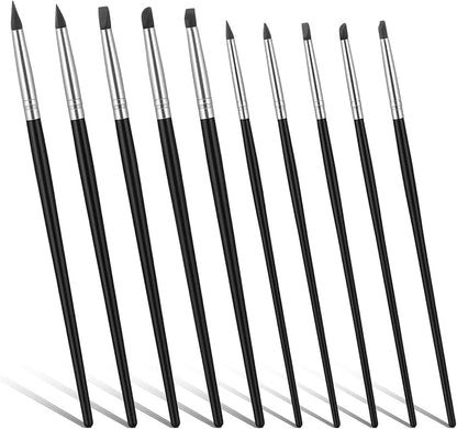 10 Pack Silicone Paint Brushes Silicone Rubber Tip Paint Pens Brushes Flexible Clay Carving Tools Silicon Color Shapers Brush Professional Sculpting Tool for Artwork Shaping Carving Handicraft Pottery