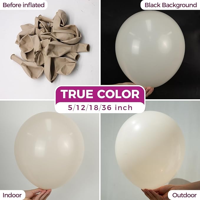 Bezente White Sand Giant Balloons 36 Inch - 8 Pack Jumbo Sand White Large Round Cream Latex Balloon for Birthday Wedding Bridal Shower Gender Reveal Party Decoration