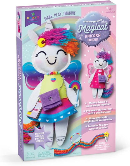 Craft-tastic —Make a Unicorn Friend Craft Kit — Learn to Make Easy-to-Sew Stuffie with Clothes & Accessories — Ages 4+