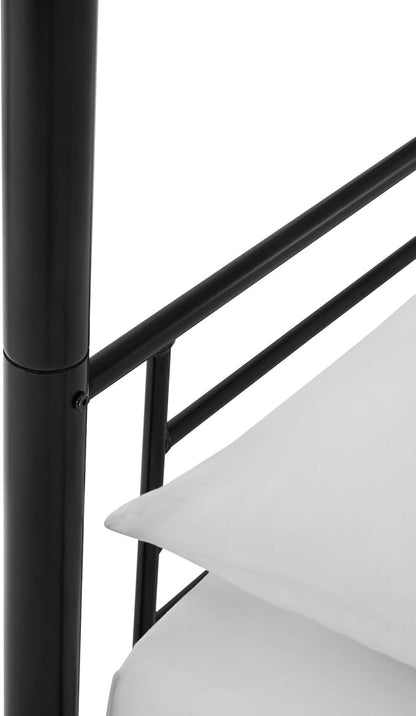 Walker Edison Elodie Urban Industrial Twin over Twin Metal Bunk Bed, Twin over Twin, Black