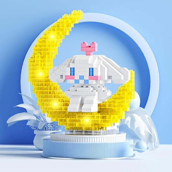 Cinnamoroll Dog Mini Cartoon Building Block with Led Lighting Kit,Cute Anime Figures Toys Desk Accessories,Birthday Gift for Adult Kids Ages 6+,356PCS