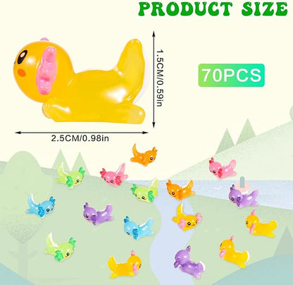 70 Pcs Mini Resin Axolotl, Tiny Axolotl Miniature Figures Toy Mini Axolotl Charm Ornament for Fairy Garden Landscape Aquarium Birthday Christmas Party Decoration