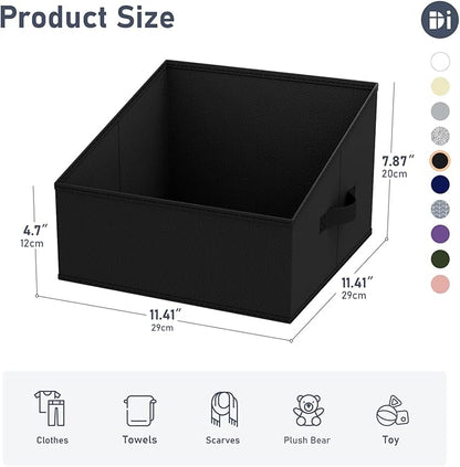 DIMJ Closet Storage Bins 12 Pack - Fabric Storage Baskets for Shelves, Collapsible Clothes Organizer with Handles, Trapezoid Shelf Organization Storage Cubes for Purse, Toys, Books, Towel, Clothes