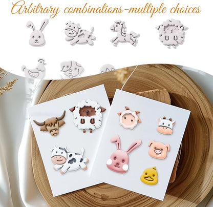 ORIGACH 14 Pcs Farm Animal Clay Cutters, Animal Shape Polymer Clay Cutter for Earring Making, Cow Rabbit Chicken Pig Lion Farm House Clay Cutters for Jewelry Making