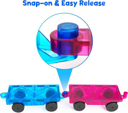 Bmag 2PCS Magnetic Car Set,Construction Vehicle Building Tiles,Magnet Toys Compatible with Magnetic Tiles,STEM Educational Toys for Boys and Girls