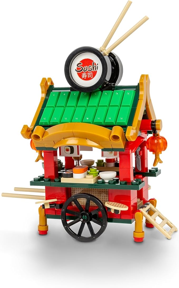 Brick Loot Exclusive Sushi Cart Bar Custom Designed Model Compatible with Major Block Brands Fun and Creative Boys and Girls Building Set