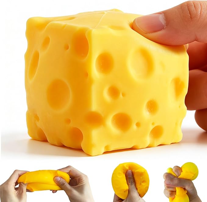 2 Packs Yellow Cheese Squishy Slow Rising, Squishy Squeeze Cheese Block, Soft Novelty Toy, Stress Balls for Adults Rebounding Sensory Squishys Cheese