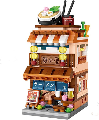 Japanese City Street View Ramen Shop, MOC Creative Building Blocks House Set, Simulation Architecture Construction Toy, Gifts Idea for Kids Adults (Mini Blocks 412 pcs)